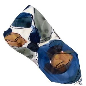 ROBERT DASKAL Mens Silk Tie Abstract Artsy Hand Painted Blue Gray White 58x4